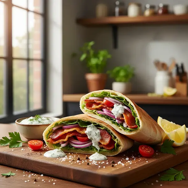 Boczek zawijany w chlebek pita