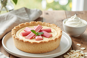 Tarta z rabarbarem i domowym budyniem