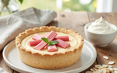 Tarta z rabarbarem i domowym budyniem