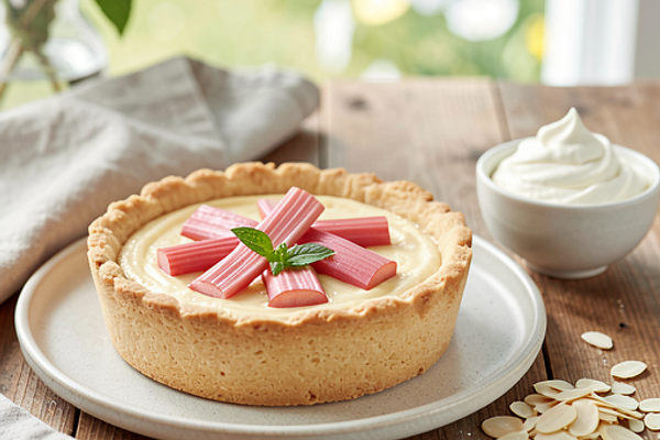 Tarta z rabarbarem i domowym budyniem