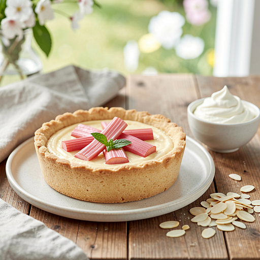 Tarta z rabarbarem i domowym budyniem