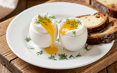 Soft-boiled eggs with dill