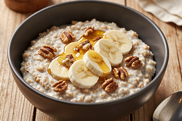 Płatki owsiane z bananem i miodem