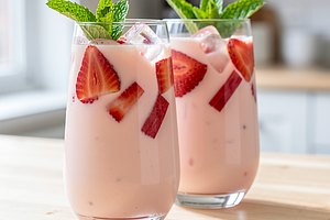 Buttermilk with Strawberry and Rhubarb (Spring Buttermilk Bomb)