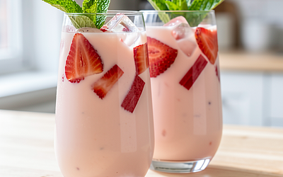 Buttermilk with Strawberry and Rhubarb (Spring Buttermilk Bomb)