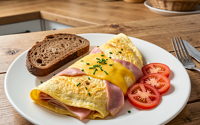 Omlet z szynką i serem