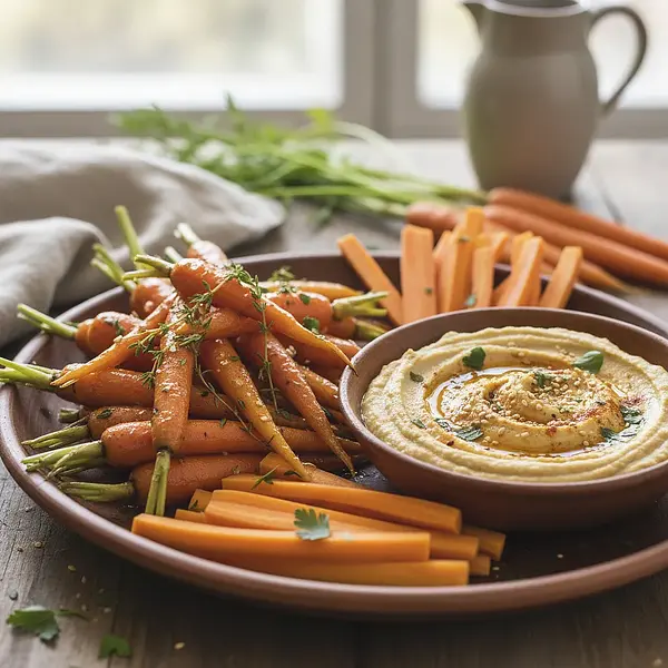 Marchewki z domowym hummusem