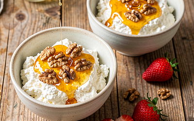 Cottage cheese with honey and nuts