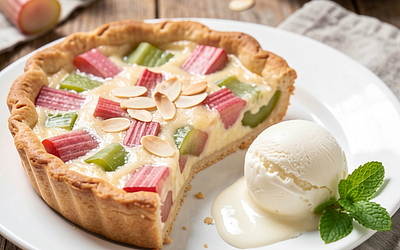Rhubarb tart on shortcrust pastry