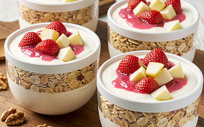 Muesli with yogurt and fruits (spring)
