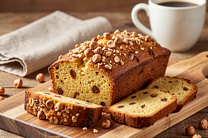 Banana bread with crunchy nuts