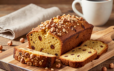 Banana bread with crunchy nuts