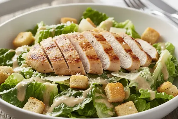 Sałatka Cezar z grzankami i grillowanym kurczakiem