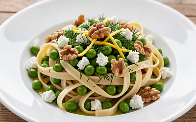Pasta with broad beans and feta