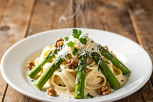 Pasta with Asparagus in Creamy Lemon Sauce