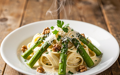 Pasta with Asparagus in Creamy Lemon Sauce