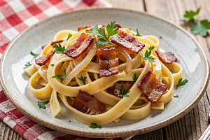 Pasta with Bacon and Onion