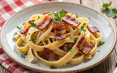 Pasta with Bacon and Onion