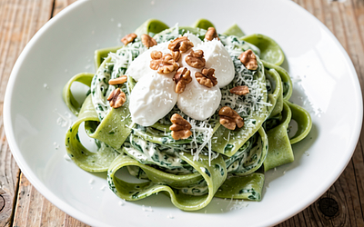 Green pasta with spinach and ricotta