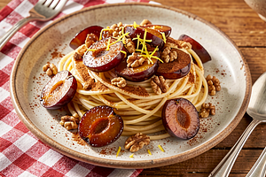 Pasta with Plums and Nuts