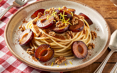 Pasta with Plums and Nuts