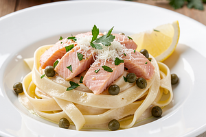 Pasta with salmon and capers