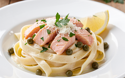 Pasta with salmon and capers
