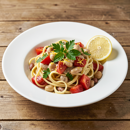 Makaron z fasolą i świeżymi ziołami (wegański)