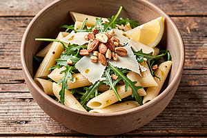 Pasta with arugula and Parmesan cheese