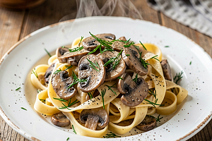 Egg Noodles with Mushroom Sauce and Dill