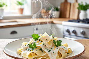 Makaron ze śmietaną i wiosennymi ziołami