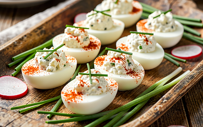 Stuffed eggs with cottage cheese and chives