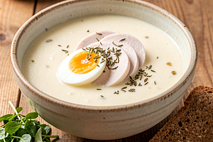Sour rye soup with white sausage