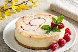 Easter cheesecake with raspberries (Polish-modern)