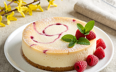 Easter cheesecake with raspberries (Polish-modern)