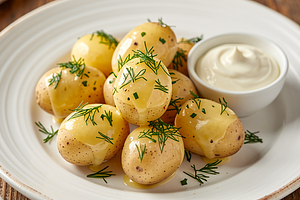 Young potatoes with dill and butter