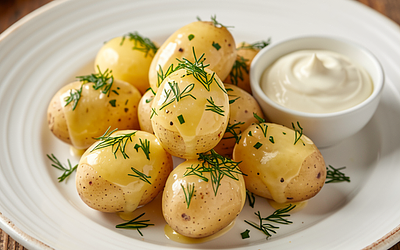Young potatoes with dill and butter