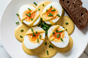 Eggs in mustard sauce (Polish-modern appetizer)