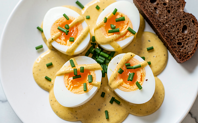 Eggs in mustard sauce (Polish-modern appetizer)
