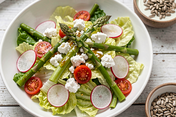Sałatka z młodymi warzywami i fetą