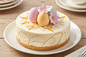 Easter cheesecake with marzipan (Polish-modern)