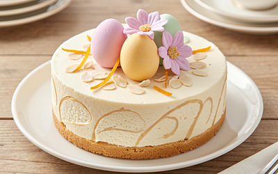 Easter cheesecake with marzipan (Polish-modern)