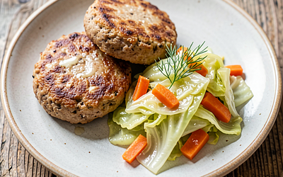 Minced meat patties with young cabbage