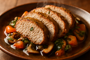 Oven-Baked Pork Neck with Mushrooms and Carrots
