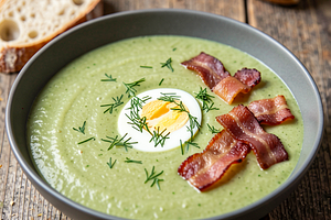 Sorrel soup with egg and dill