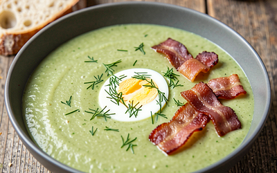 Sorrel soup with egg and dill