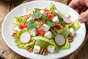 Spring Salad with Fresh Vegetables and Cottage Cheese