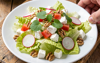 Spring Salad with Fresh Vegetables and Cottage Cheese