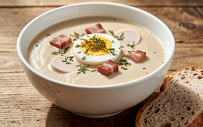 Quick sour rye soup with egg