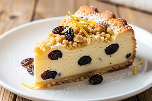 Krakow cheesecake with raisins